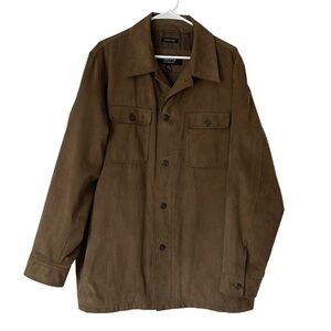 Claiborne Men’s Outerwear Brown Sueded Finish Button Up Shirt Jacket Size L